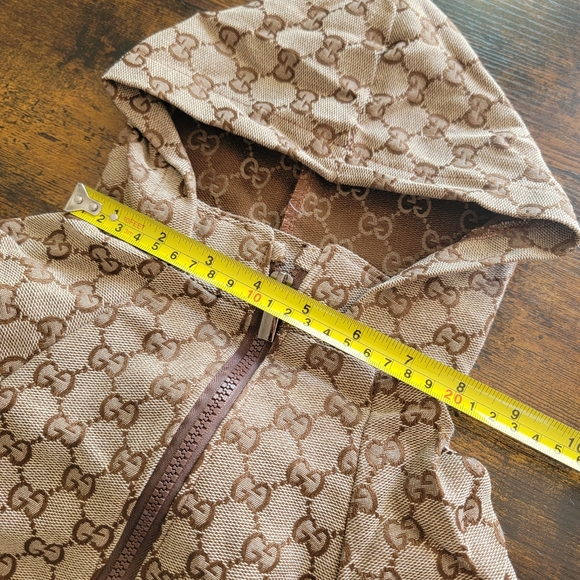 Stylish Brown Monogram dog jacket hoodie - Picture 6 of 8